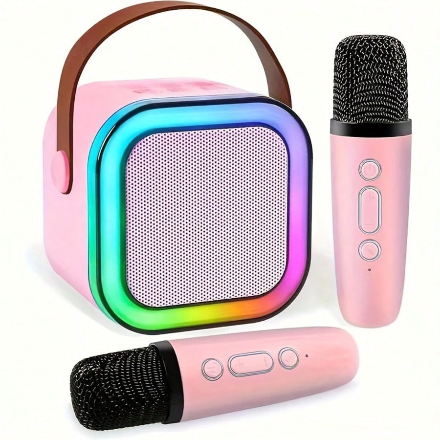 Mini Karaoke Machine With 2 Mics | Bluetooth 5.0 TWS TECH (50ft Range) | Microph