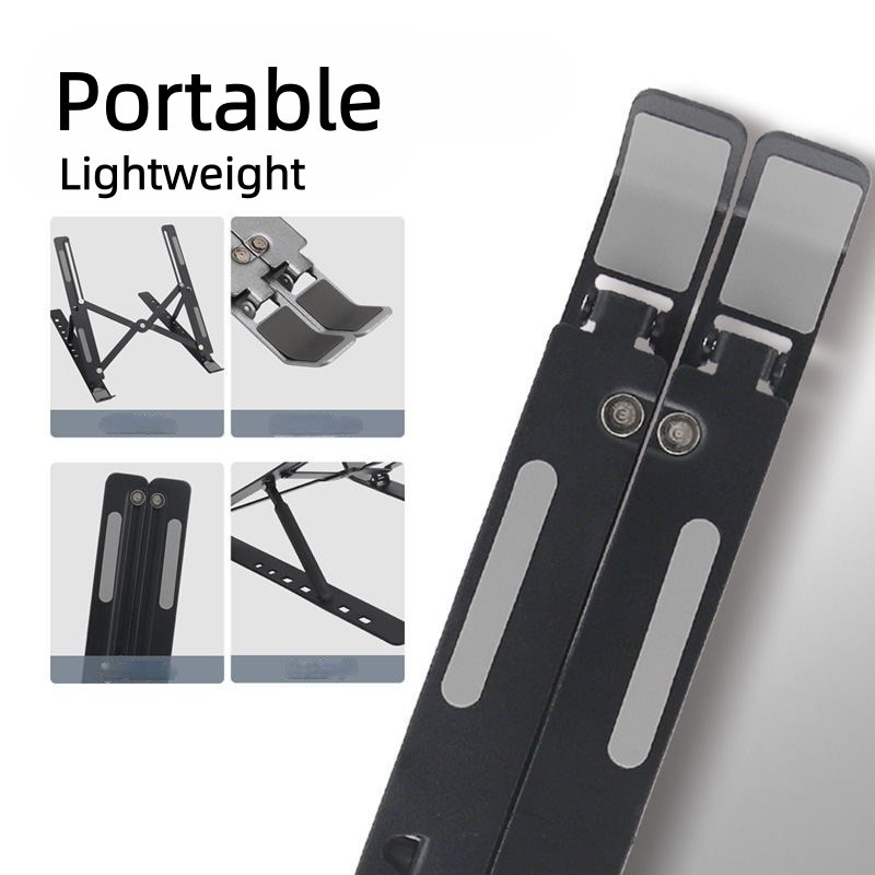 Aluminum Adjustable Laptop Stand - Foldable Portable Desk Riser Notebook Holder