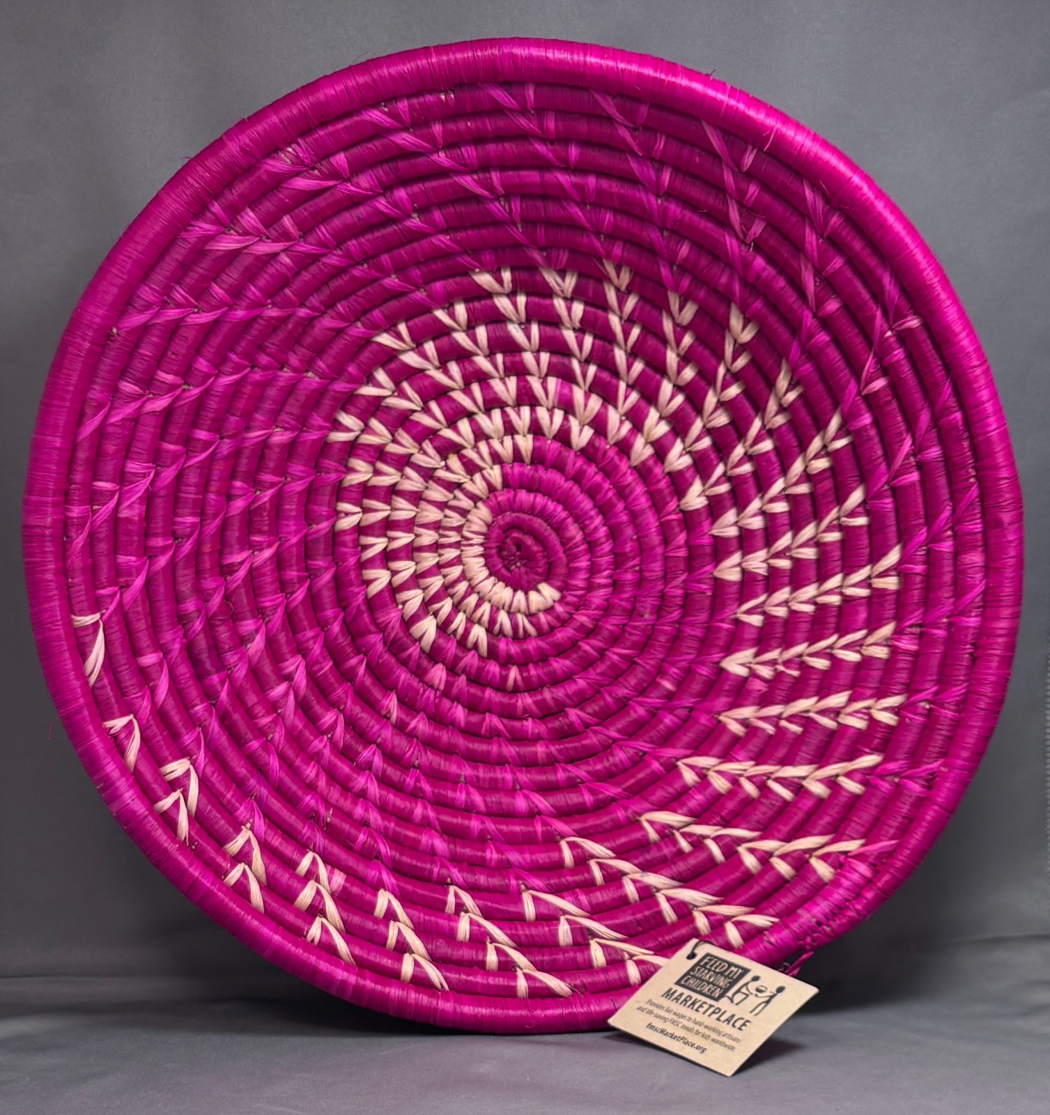 Uganda Grass Woven Basket Fair Trade Bukedo and Raffia Artisan Bowl 12" New