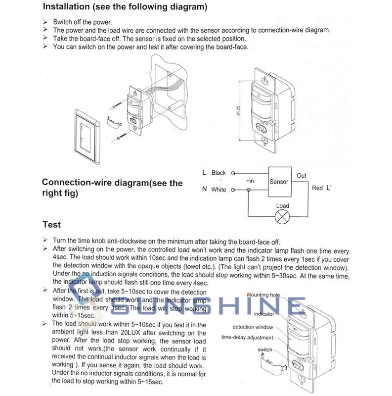 Interruptor de Sensor de automático de luz de pared PIR infrarroja de ocupación