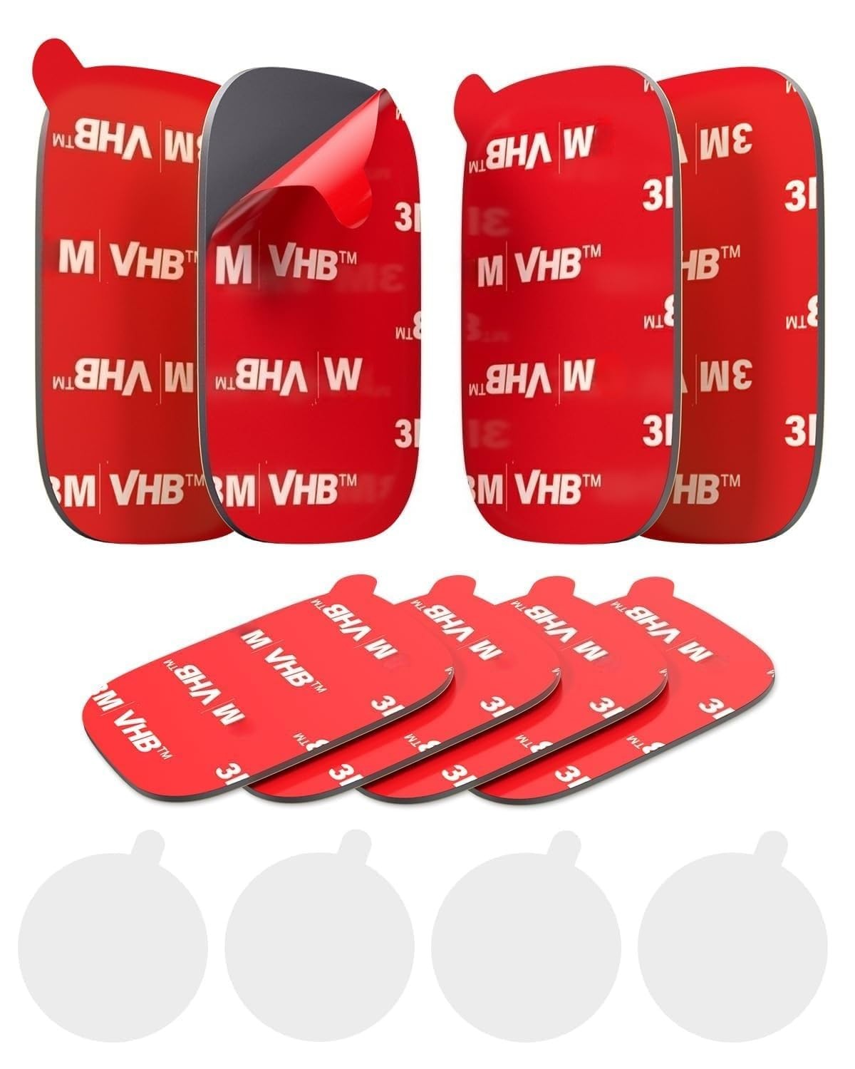 APPS2Car 8 Pcs 3M 1.48 x 2.04 Inch Rectangle - 8 Pack - Double-Sided, Black