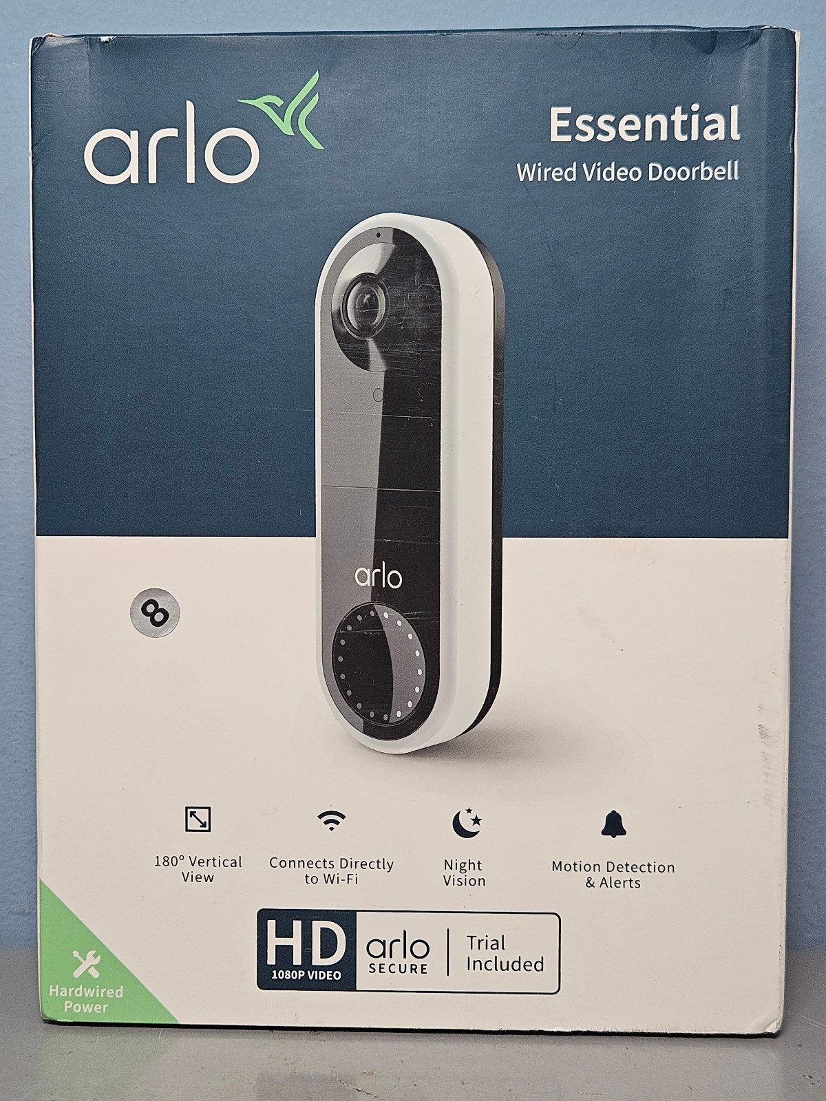 Arlo Essential Wired Video Doorbell - HD Video  180° View Night Vision - New