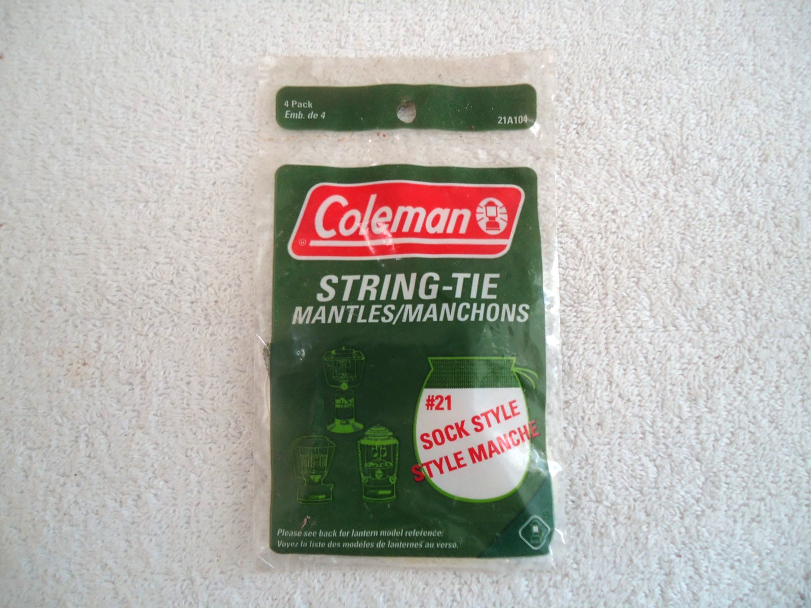" NIP " Coleman #21 4 Pack String Tie Sock Mantles " Great Item " Free Shipping