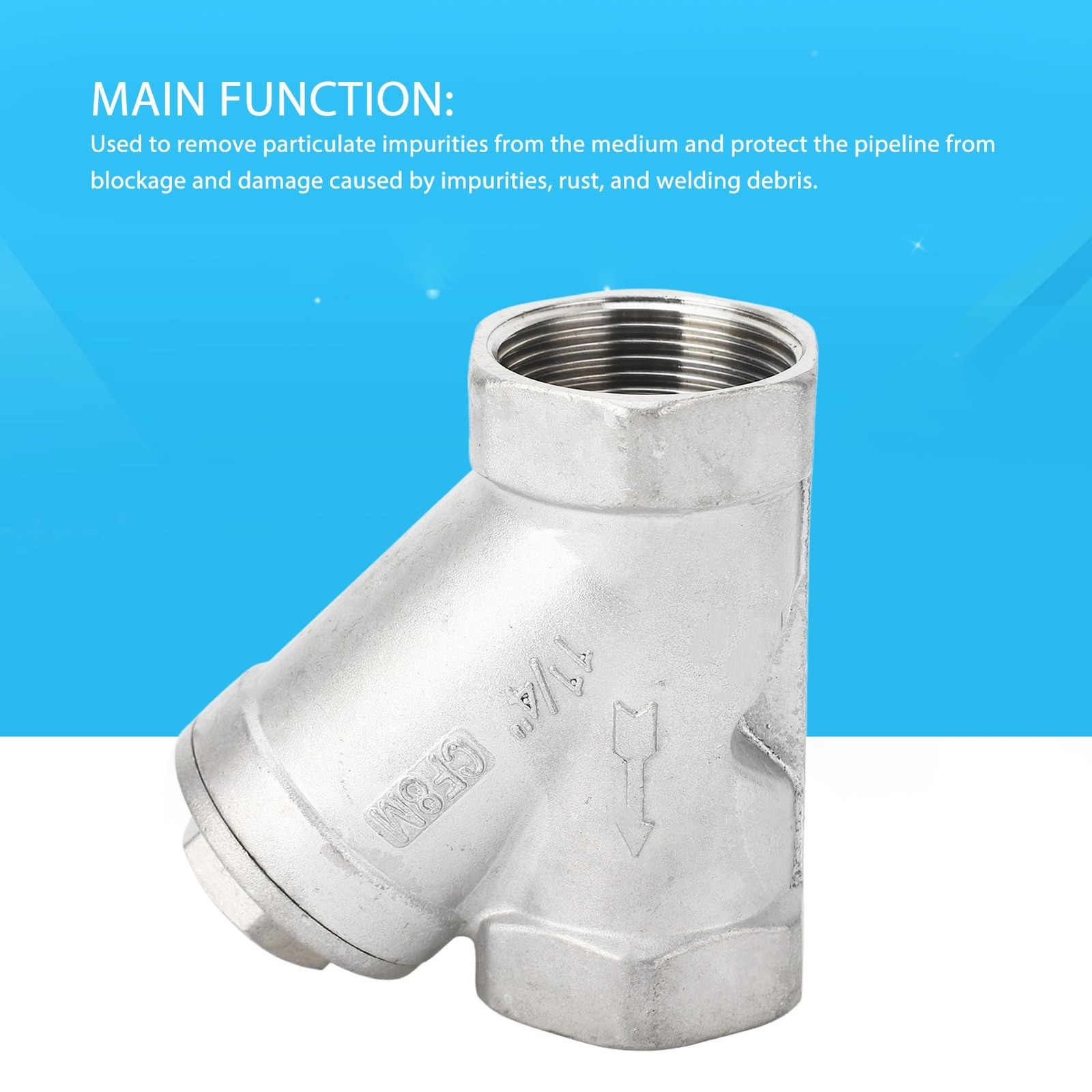 Strainer Filter Valve, 1-1/4 Inch DN32 Female Thread Y Shaped Mesh Filter Val...