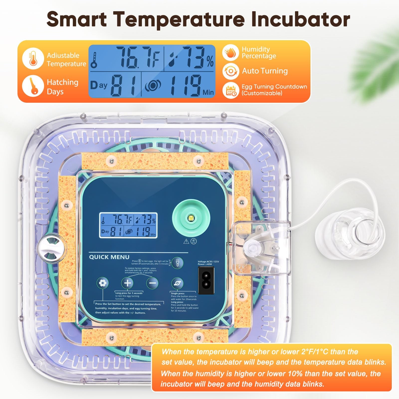 Incubators for Hatching Eggs, Smart Egg Incubator with Humidity & Temp Contro...