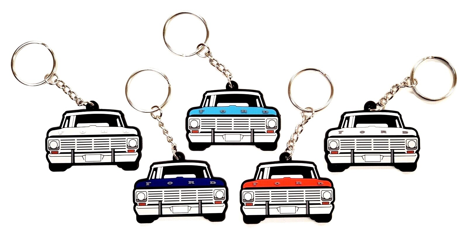Ford F100 Bumpside Truck Design Keychain - Soft Material Vibrant Color Detail