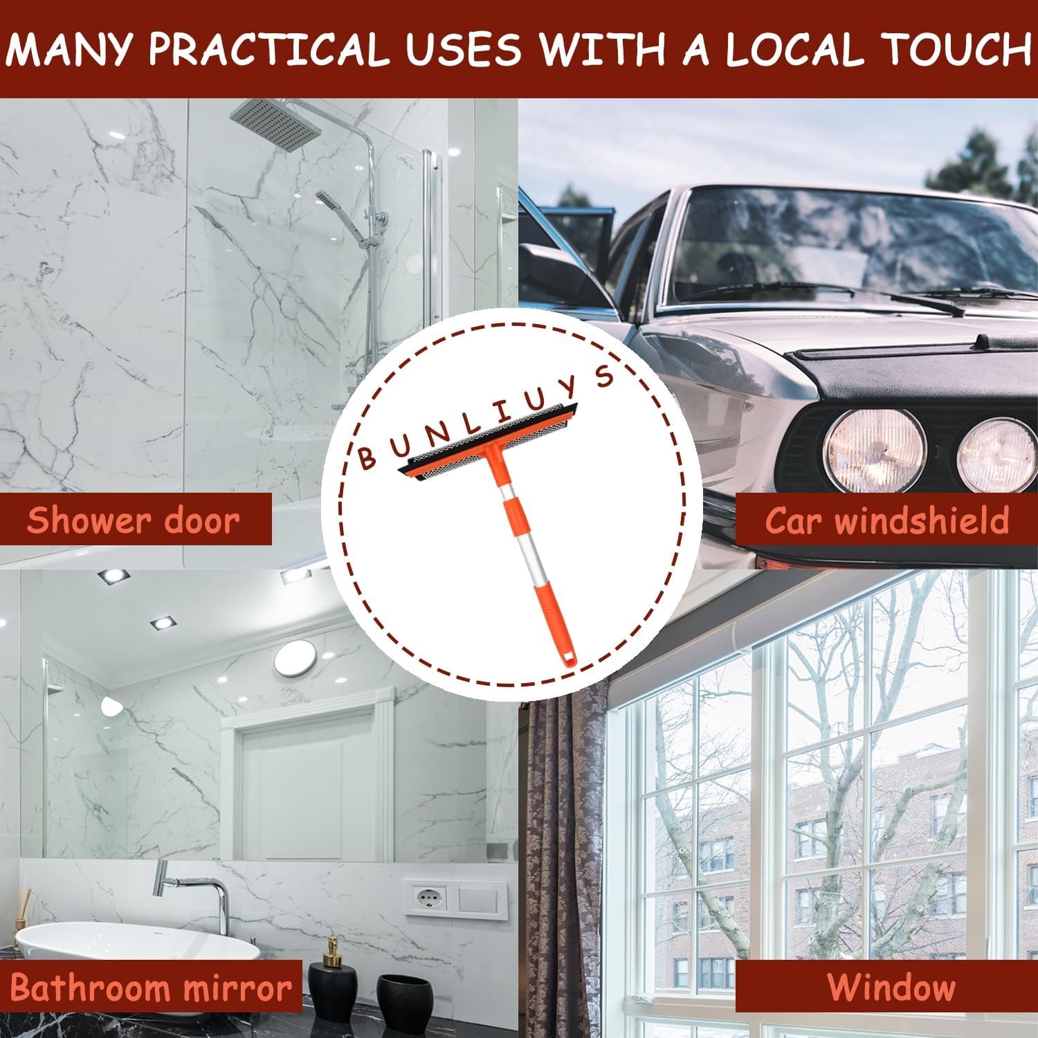 Window Squeegee for Window Cleaning with Retractable Pole, Squeegee Window