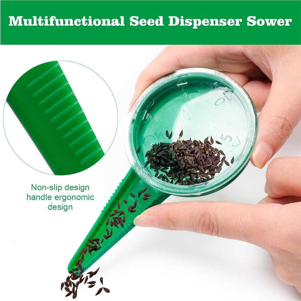 Seed Dispenser Sower Tool Set – 3 Pack Adjustable Garden Seeding Tools with 5 Se