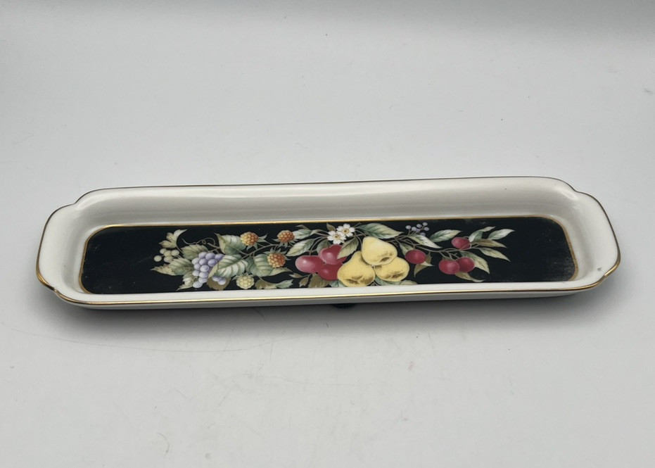 Neiman Marcus Porcelain Floral/Fruit Trinket Tray.Pencils,Glasses,Jewelry.Japan