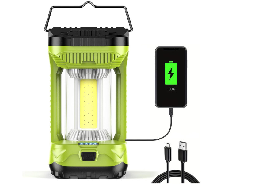 Linterna camping LED 4000mAh recargable portátil luz potente emergencia, verde.