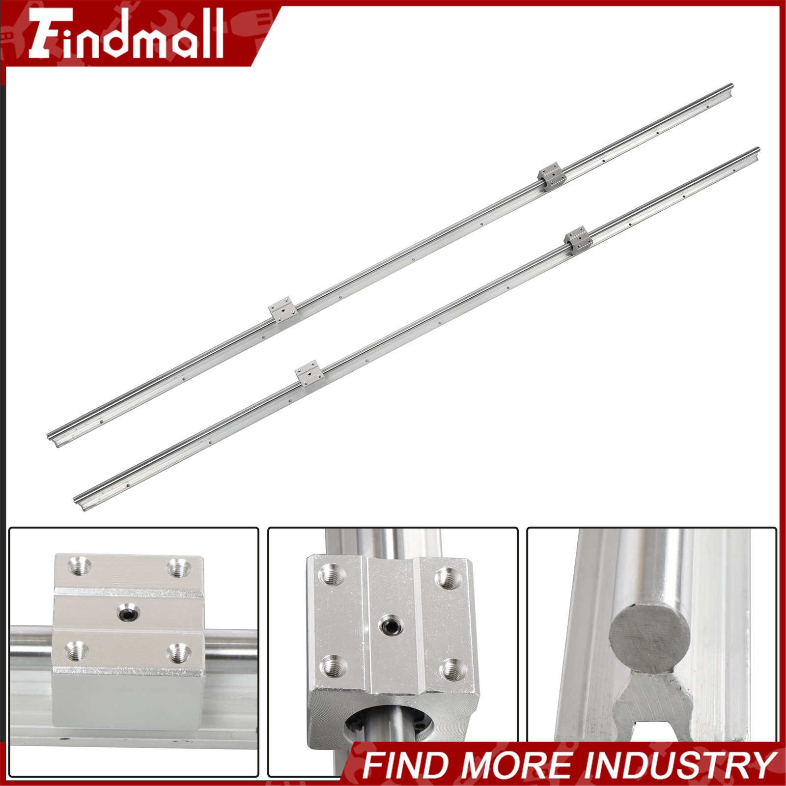 Findmall SBR12 Linear Rail 1500mm Kit w/4 Blocks - For CNC Machine Guide Set