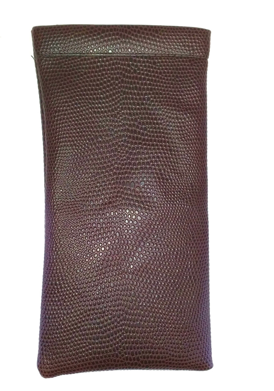 Soft Spring Top Eyeglass Case Squeeze Snap Closure Snakeskin Colors Synt.Leather