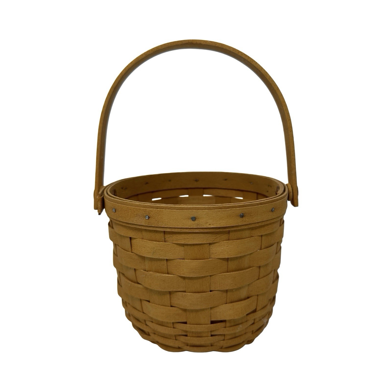 Vintage Longaberger 2000 Small Woven Fruit Basket 13005 Swinging Handle 6½ x 5¼