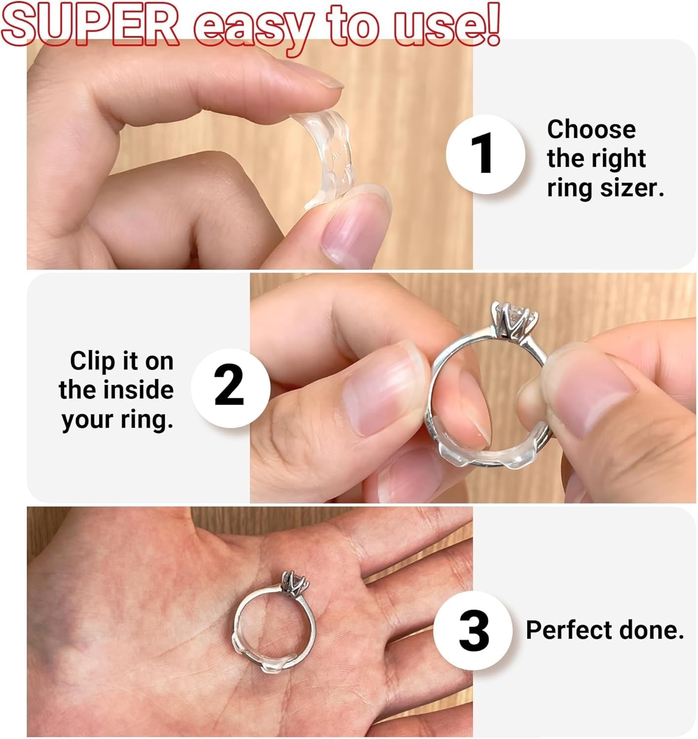Omilly Ring Sizers for Loose Rings,8 Pack 8 Sizes Ring Guards,Silicone Ring S...