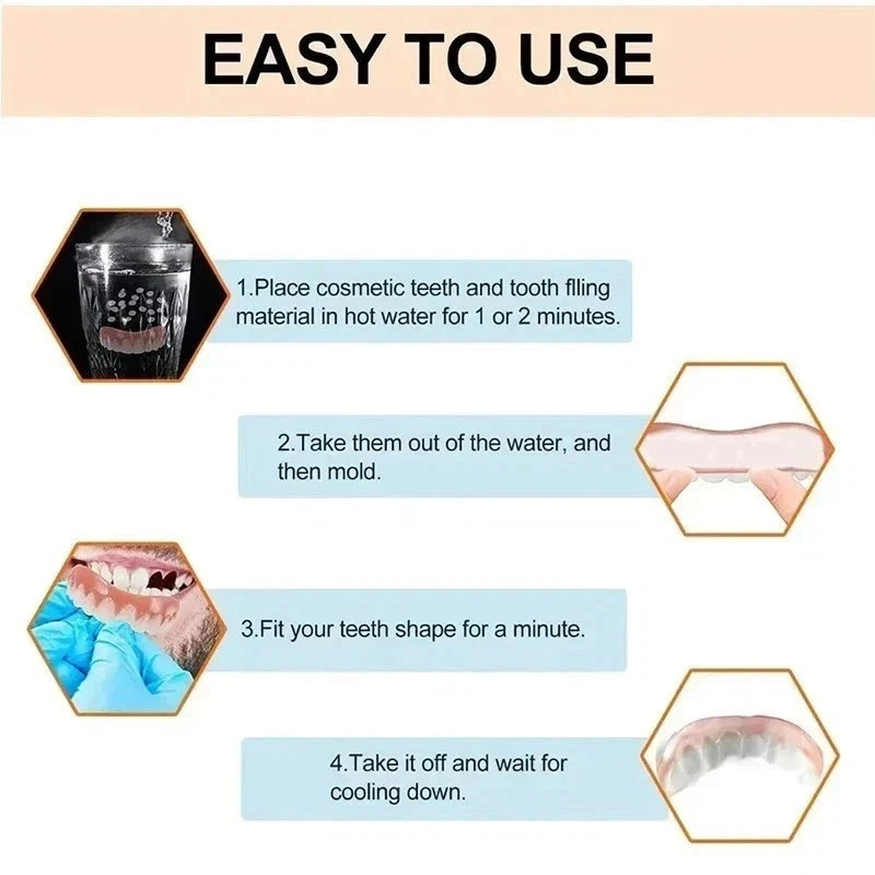 Silicone False Teeth Upper & Lower Smile Dental Veneers Dentures False Tooth**