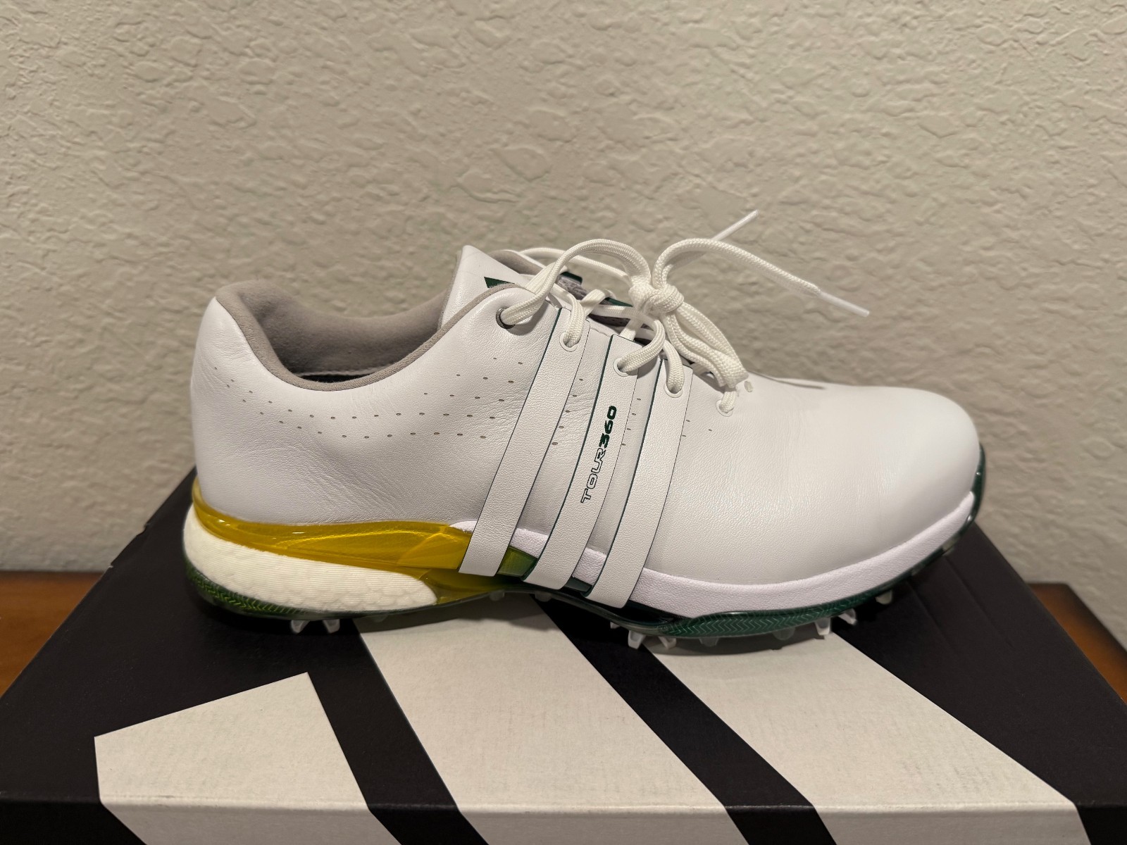 Adidas Tour360 24 Men's Boost Golf Shoes IH8540 White Green Yellow  US 10.5