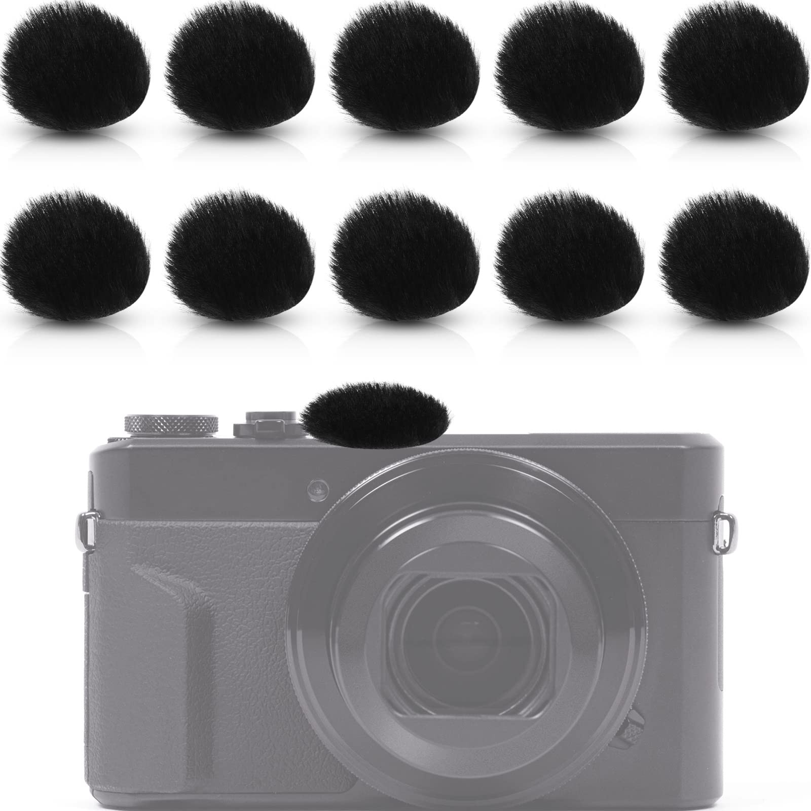 10 Pieces Camera Mic Windscreen Furry Camera Wind Muff Wind Cover Built in Mi...