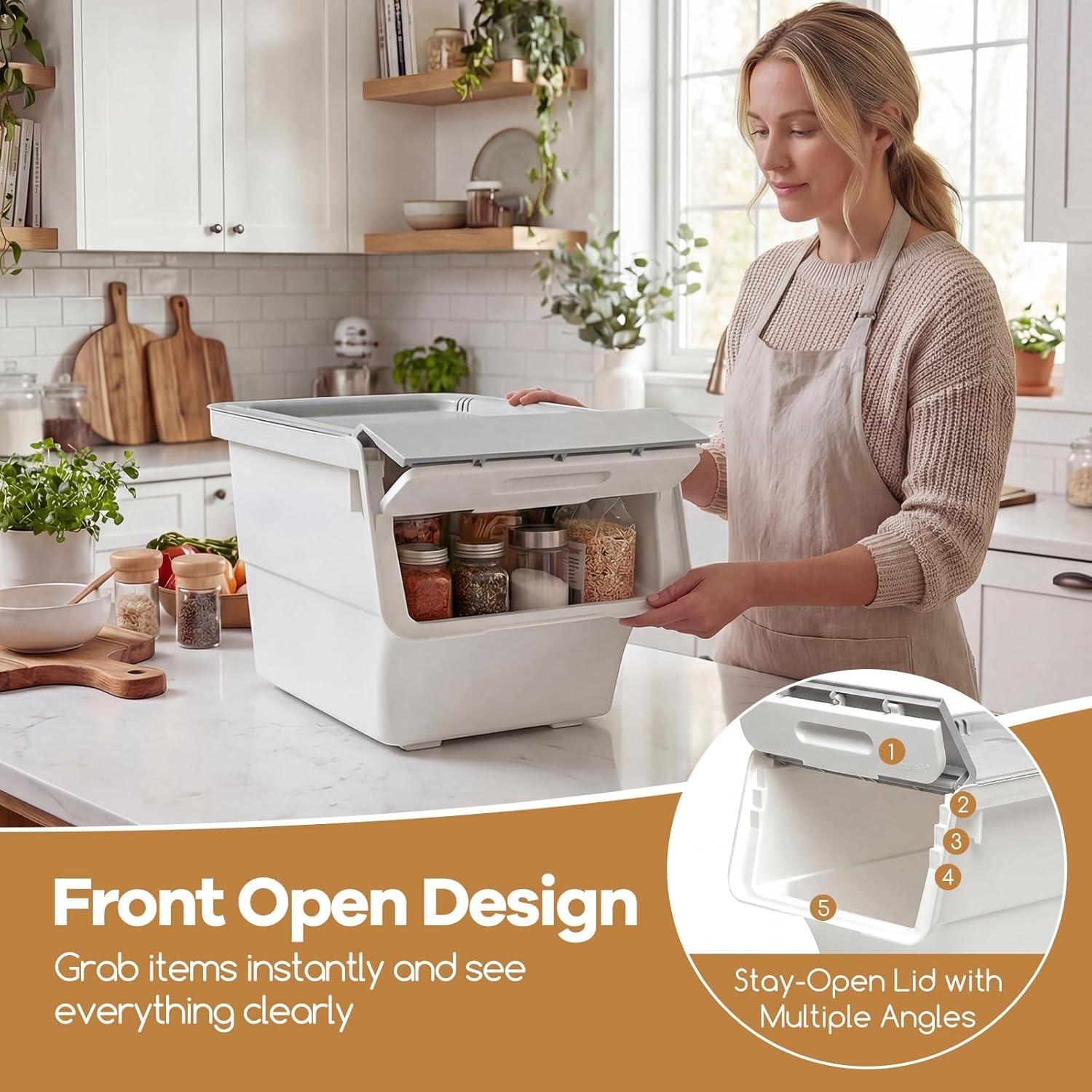 Plastic Stackable Storage Bins W/ Lids & Wheels 3 Pack Open Front Stacking Bins
