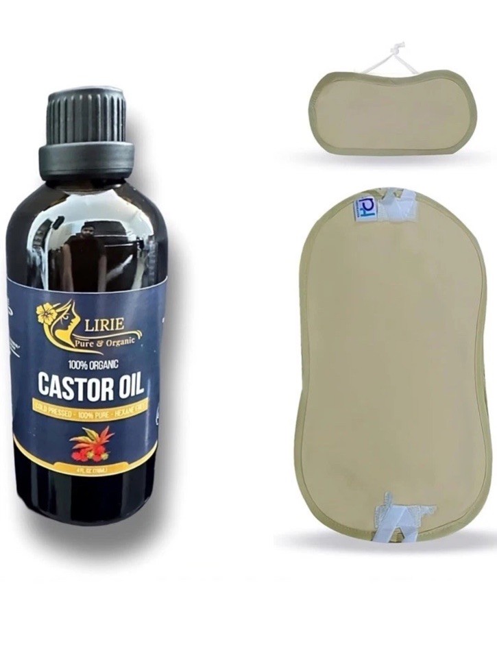 Castor Oil Pack Wrap with Organic Castor Oil Reusable Compress Set Pink USA