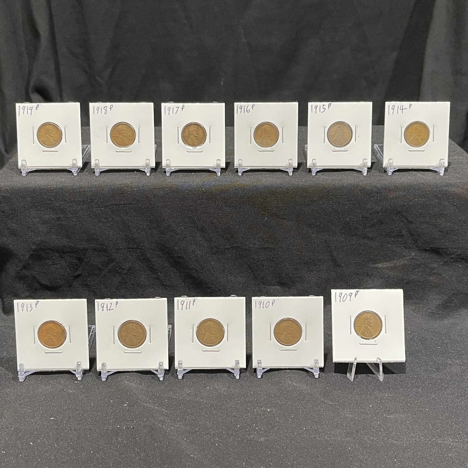 1909P-1919P Lincoln Wheat Cent Collectible Coin Set (11 Coins) G-F (READ!)