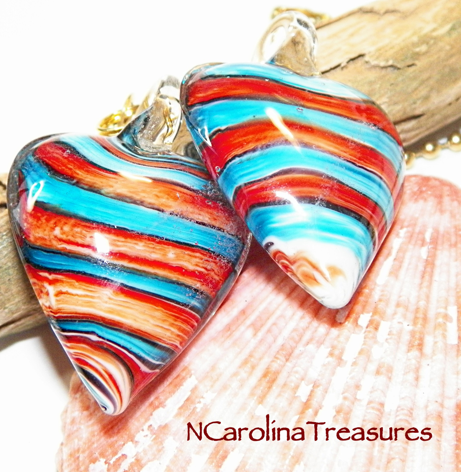 BLUE RED STRIPE HEART HEARTS TRENDY ART GLASS CEILING FAN SWITCH PULL LARGE PAIR