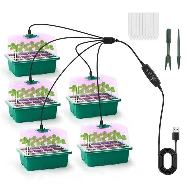 Fresh Fab Finds FFF-GPCT5324 Seed Starter Tray with Grow Light Dome Timer & B...