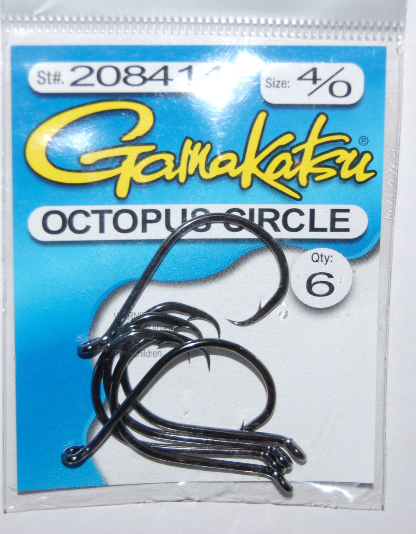 gamakatsu octopus circle hook size 4/0 6 per pack # 208414 hooks all purpose