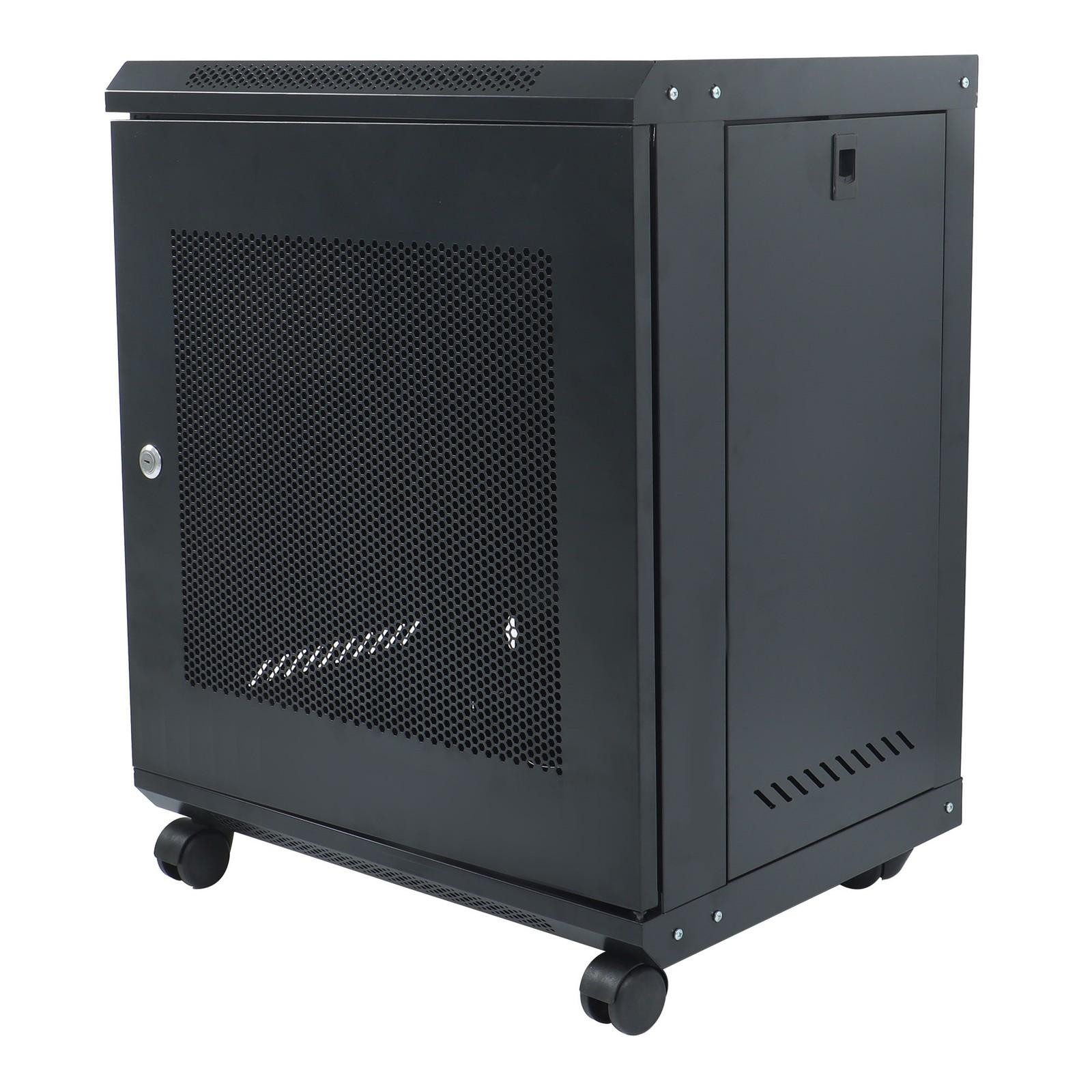 12U Wall Mount Rack Enclosure, 15.5" Deep, Secure Locking Door