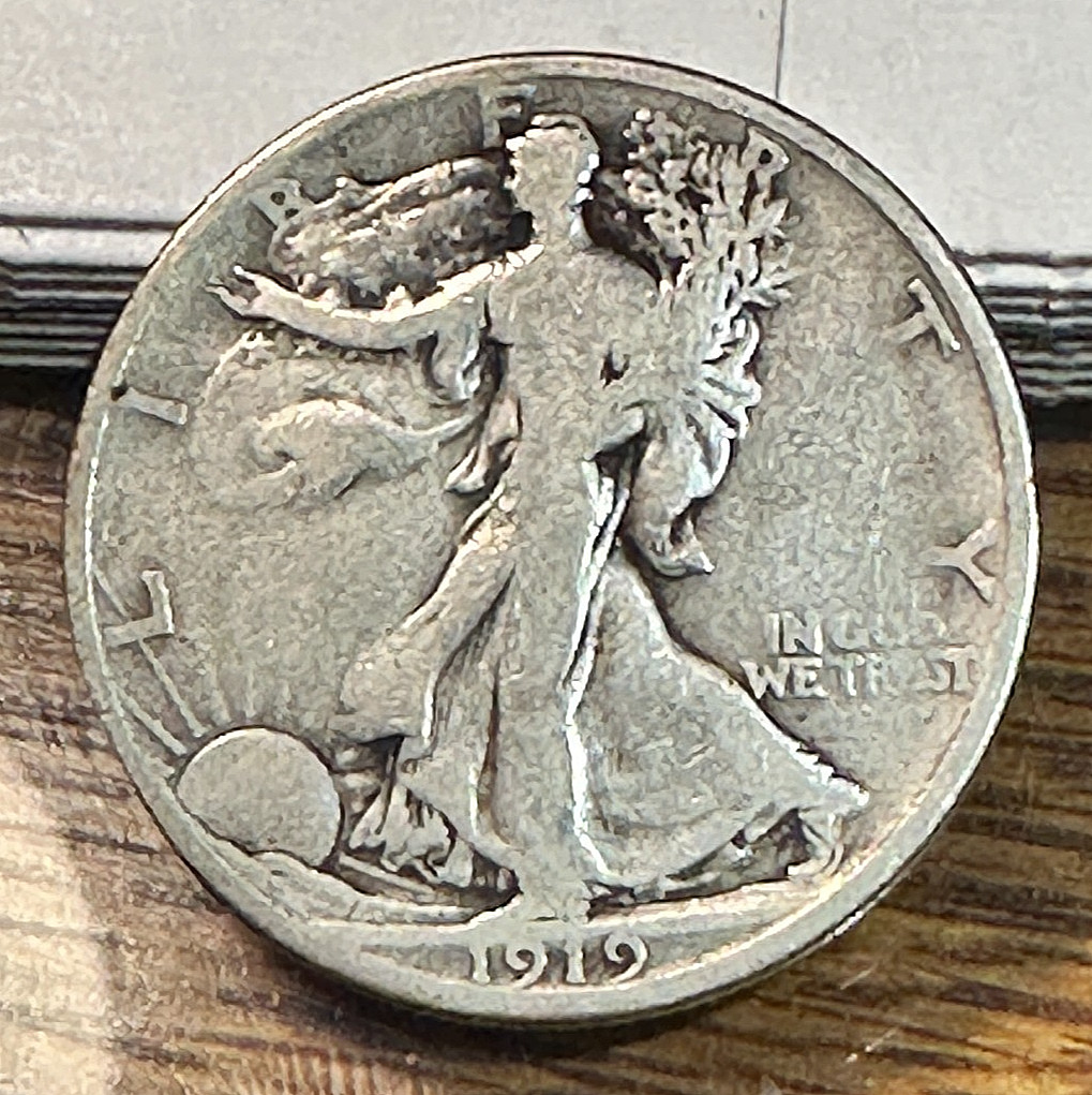 1919-S Walking Liberty Half Dollar Fine Details Rim Clip CHRC