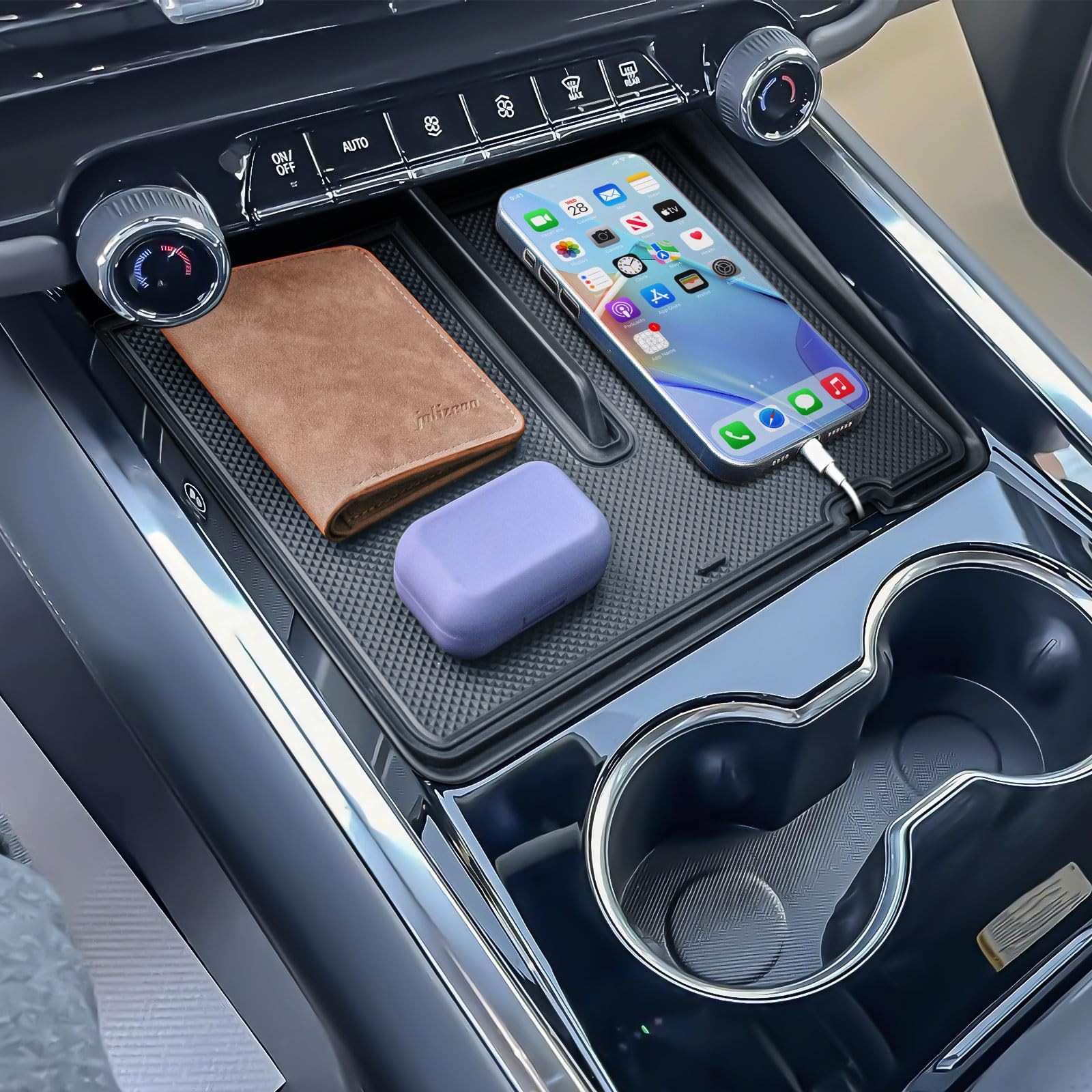 Front Center Console Organizer Tray Compatible with 2025 2026 Chevy Suburban/...
