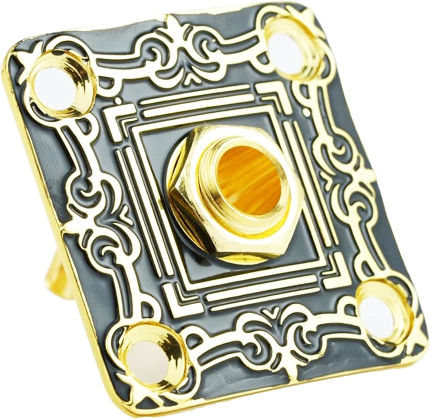 Gold Engrave Gold Curved Guitar Jack Plate Socket