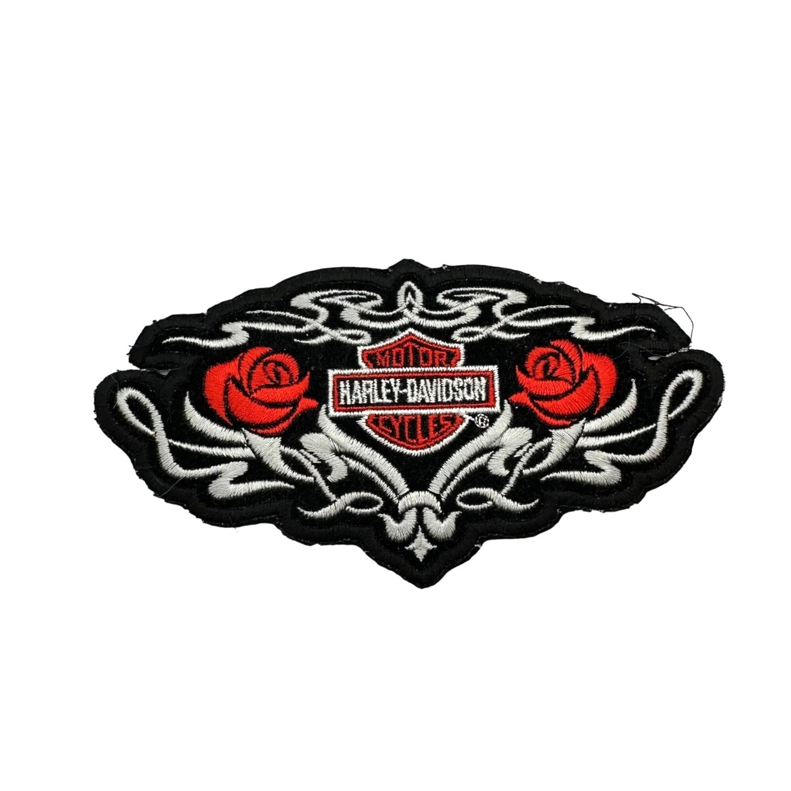 Harley Davidson Black White Roses Biker Motorcycle Patch Embroidered Logo