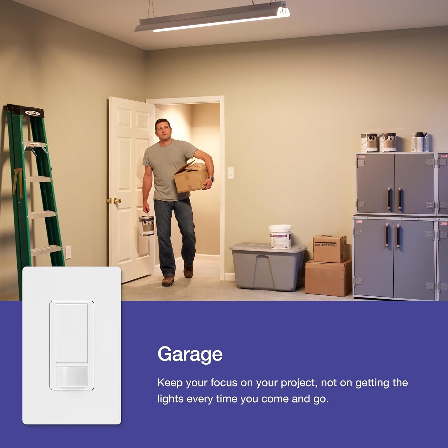 Motion Sensor Light Switch, 2 Amp Single Pole, for Any Bulb | Auto On/Auto Of...