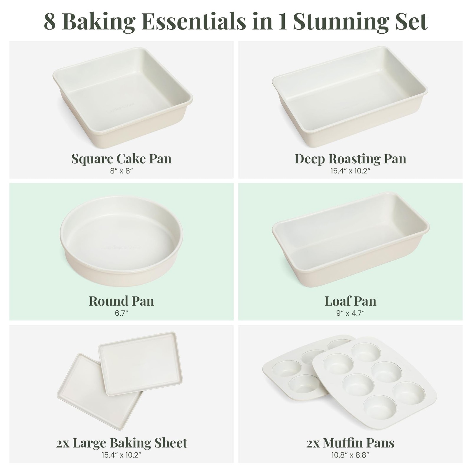 Larder & Vine 8-Piece Bakeware Set | Non-Stick Baking Set with Ceramic Finish...