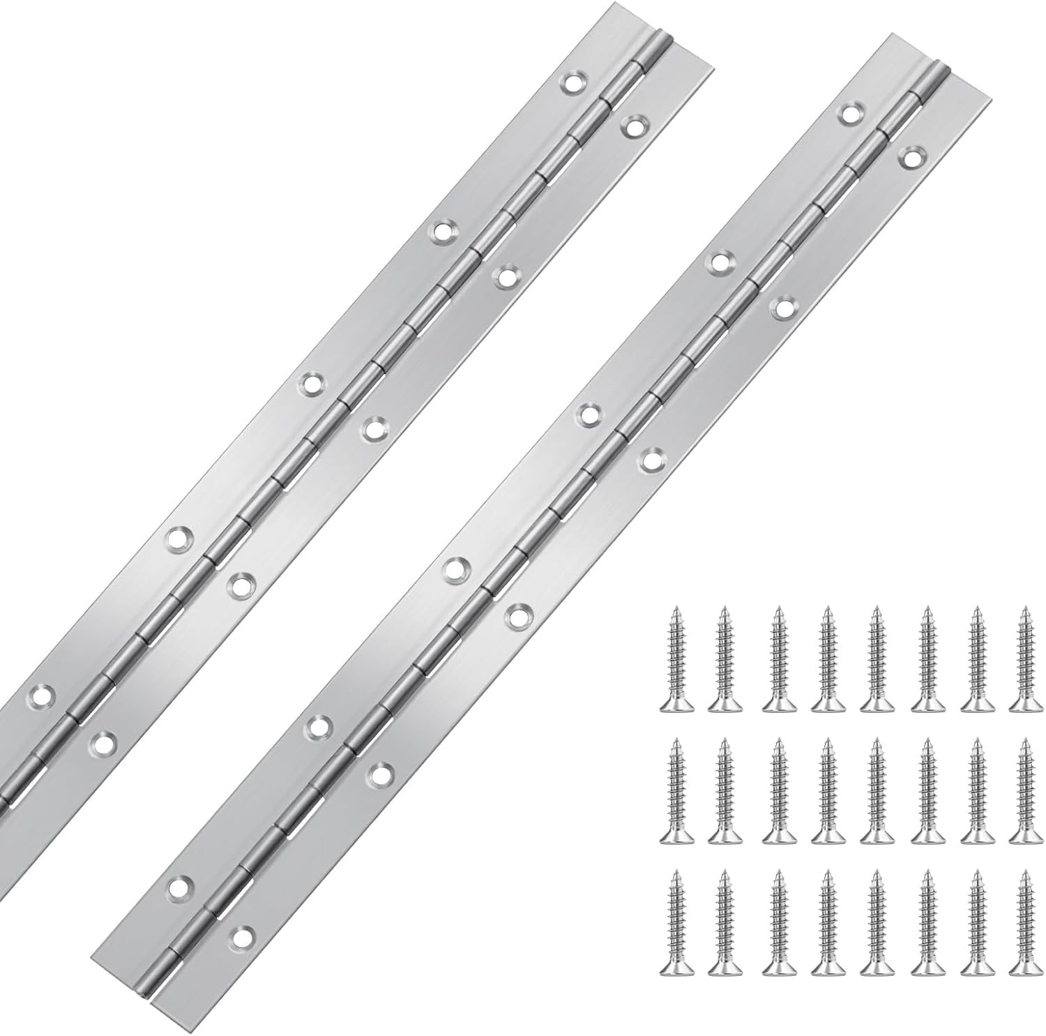 2Pcs Piano Hinge 12 Inch Stainless Steel Hinges with Holes and 24 Pieces