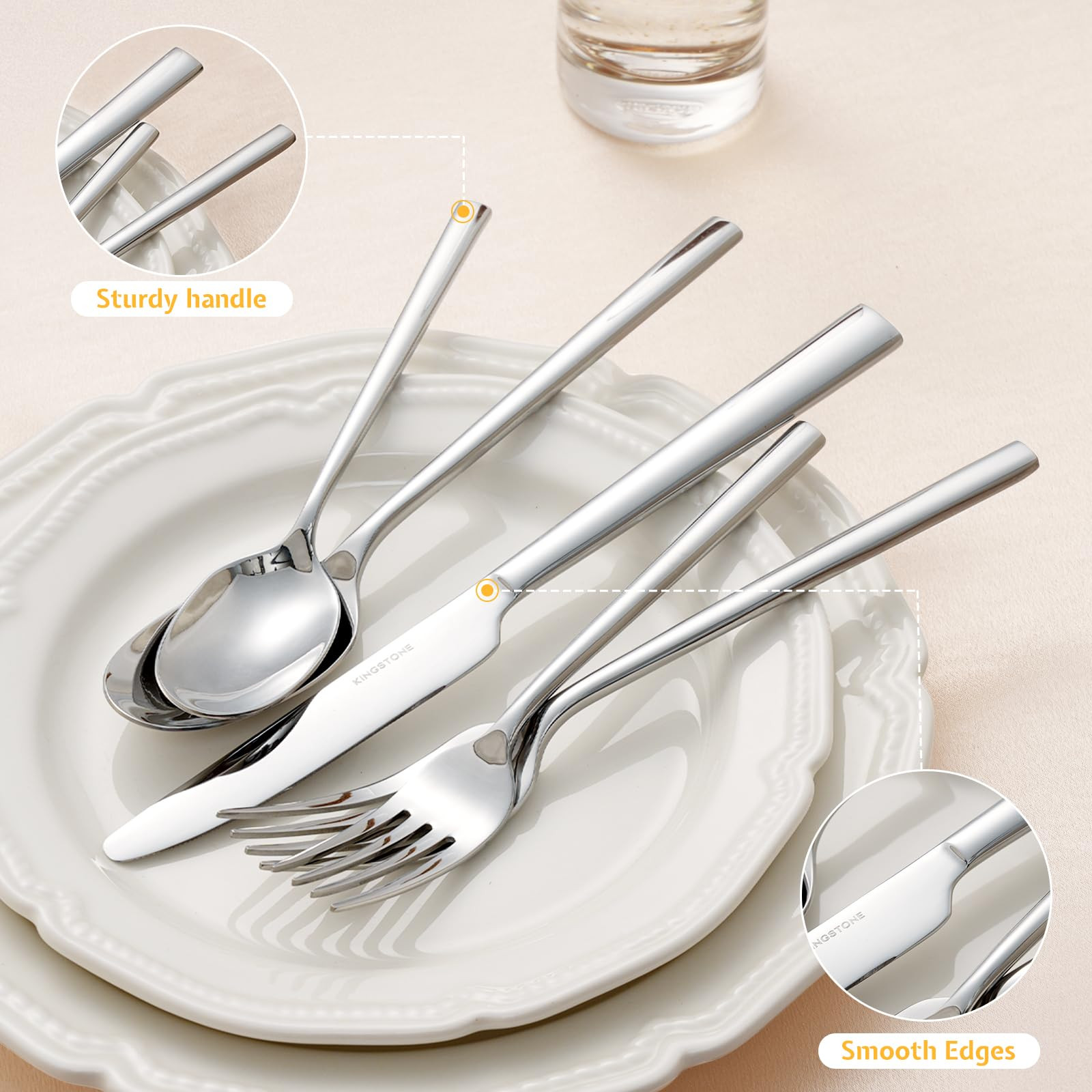 Silverware Set, 20-Piece Forged Flatware Set Cutlery Set Premium Stainless St...