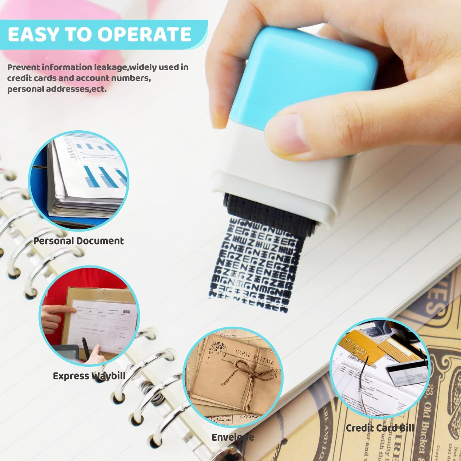 2PCS Identity Theft Protection Roller Stamp Guard ID Privacy Confidential Data