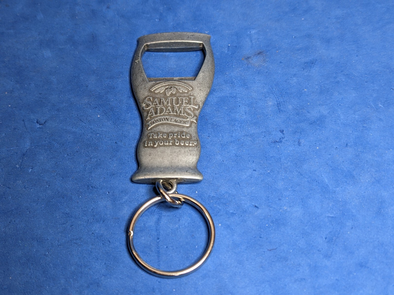 Samuel Adams Boston Lager Keychain KEY RING Bottle  Beer Opener Pewter Sam