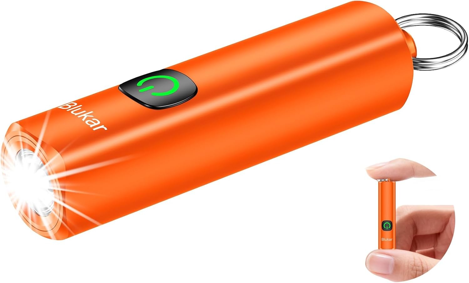 Orange Rechargeable Mini Keychain Flashlight 3 Modes Waterproof EDC Light