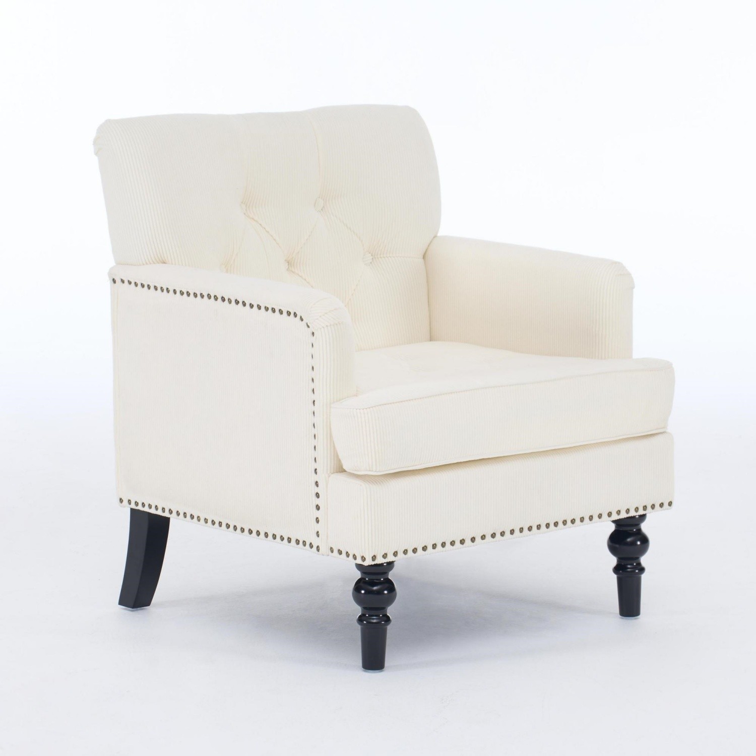 Corduroy Accent Chairs Modern Lounge Armchair w/ Solid Wood Legs for Living Room