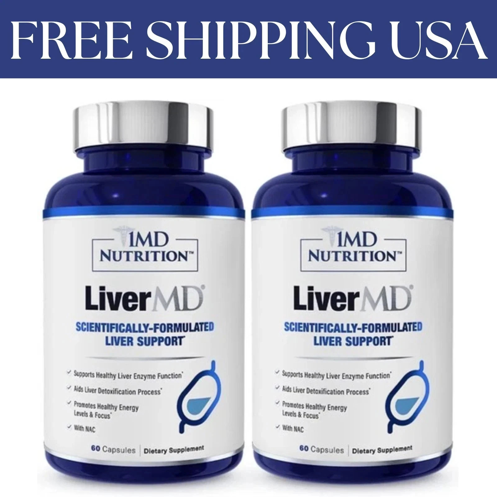 2 Packs 1MD Nutrition LiverMD - Liver Support Supplement New | Exp 11/2027