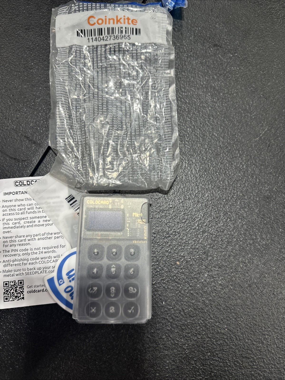 Coinkite Coldcard Mk1 Hardware Wallet