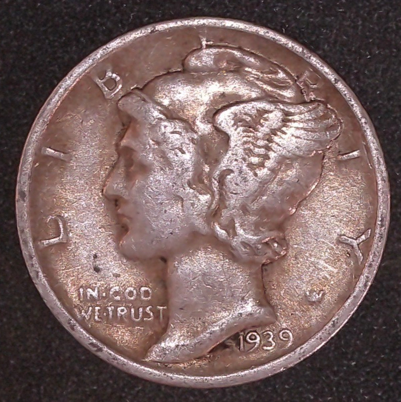 1939-D Mercury Winged Liberty .10c Dime 90% SILVER Denver Mint