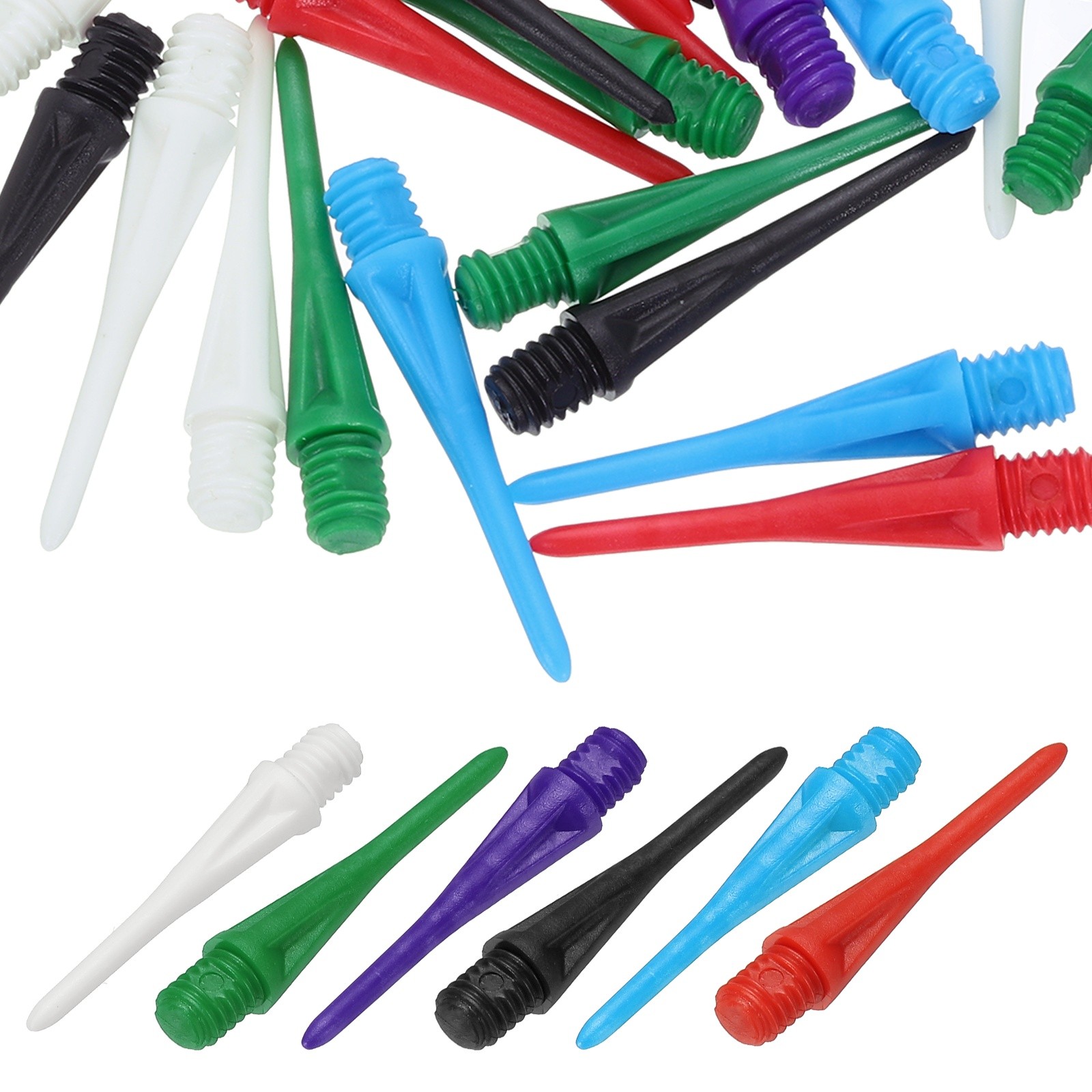 Plastic Dart Tips, 2BA Thread Soft Tip Dart Accessories 60 Pack & 6 Colors
