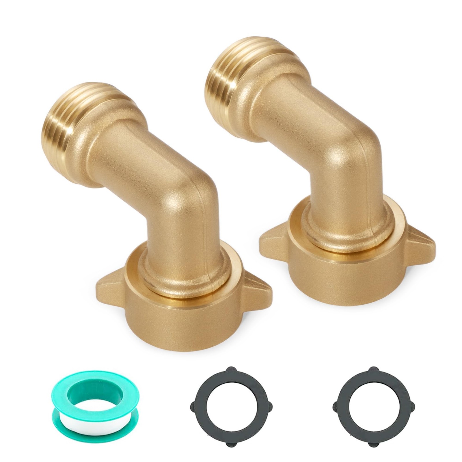 VANCOCO 90 Degree Garden Hose Elbow 2-Pack - 3/4" Heavy Duty Hose Bib Extende...