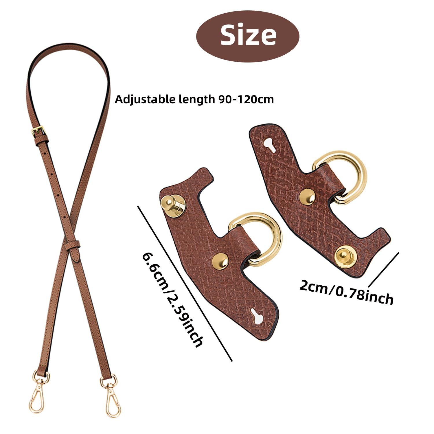 Bag Shoulder Strap with Longchamp Mini Pouch,Genuine Leather Adjustable Strap...