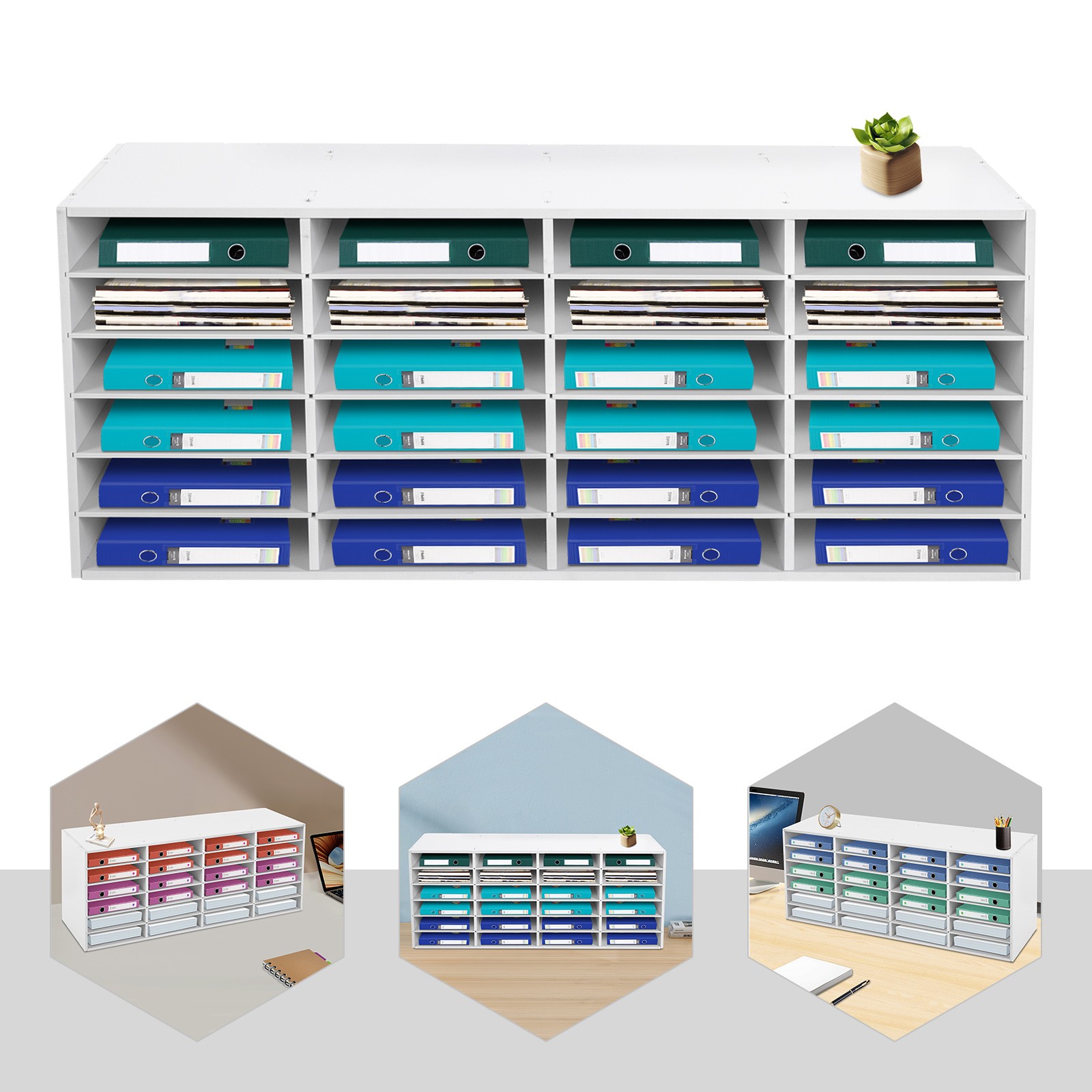 24 Slots Paper & Mail Organizer File Classification Cabinet Literature?Organizer