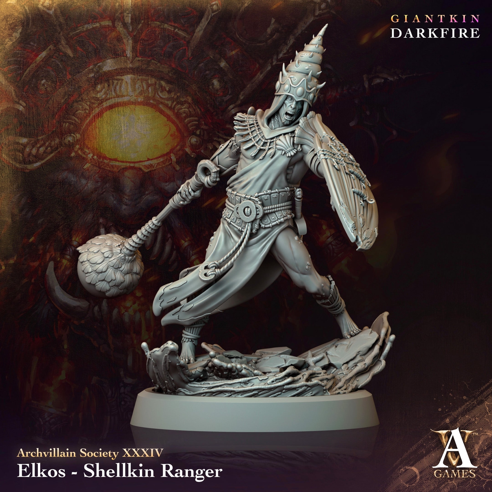 3D Printed Archvillain Games Elkos Shellkin Ranger Archvillain Society Vol.