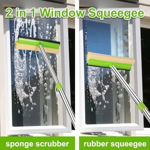 Window Squeegee, Squeegee for Window Cleaning, 2 in 1 Squeegee 1 * Sponge Head