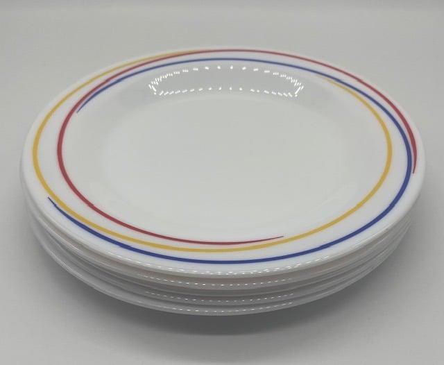 Arcopal Fireworks White Milk Glass Salad/Dessert Plates